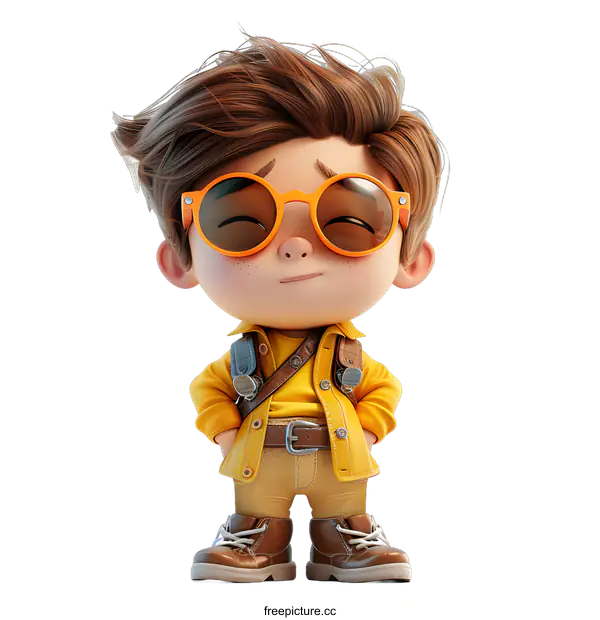 [Transparent Background PNG]Cool Kid with Sunglasses and Backpack