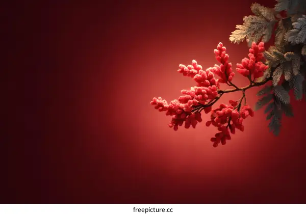 Stunning Winter Berries and Fir Branch Illustration