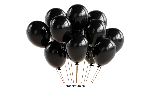 [Transparent Background PNG]A Bunch of Glossy Black Balloons