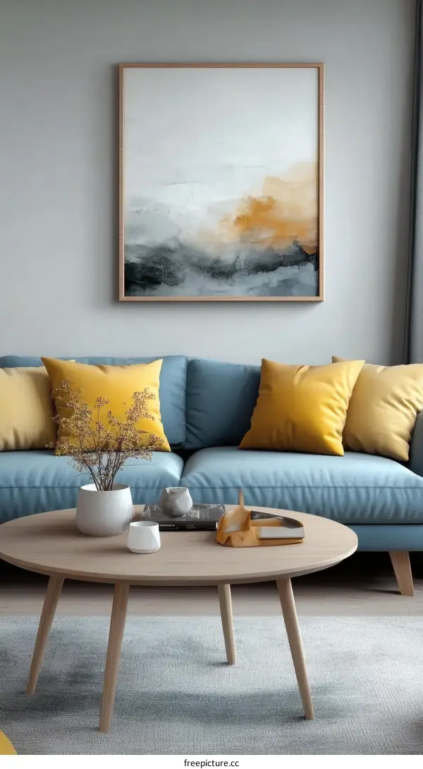 Modern Living Room Interior Design with Abstract Art