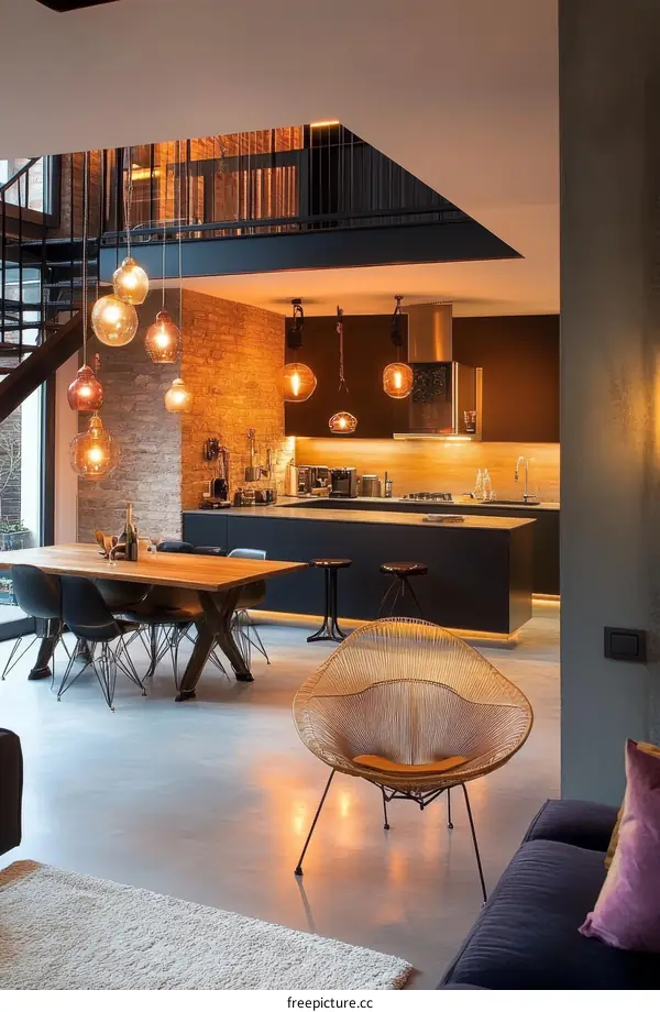 Modern Open-Plan Kitchen Living Area Design