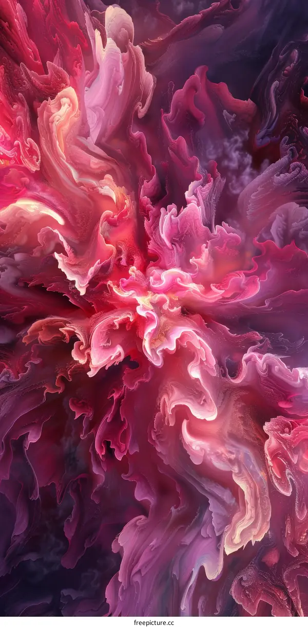 Colorful Fluid Abstract Painting in Pink and Purple Palette