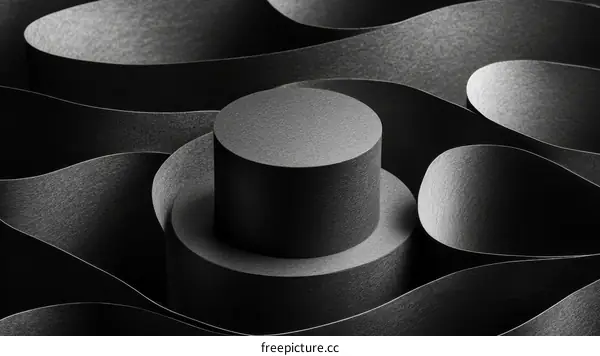Abstract Geometric Composition of Black Paper Forms