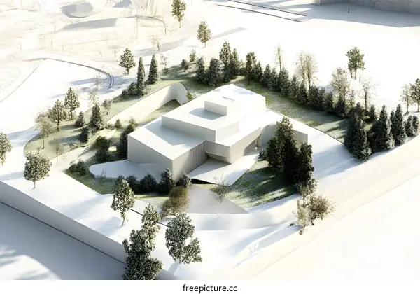 Modern Architecture Building Design in a Winter Landscape