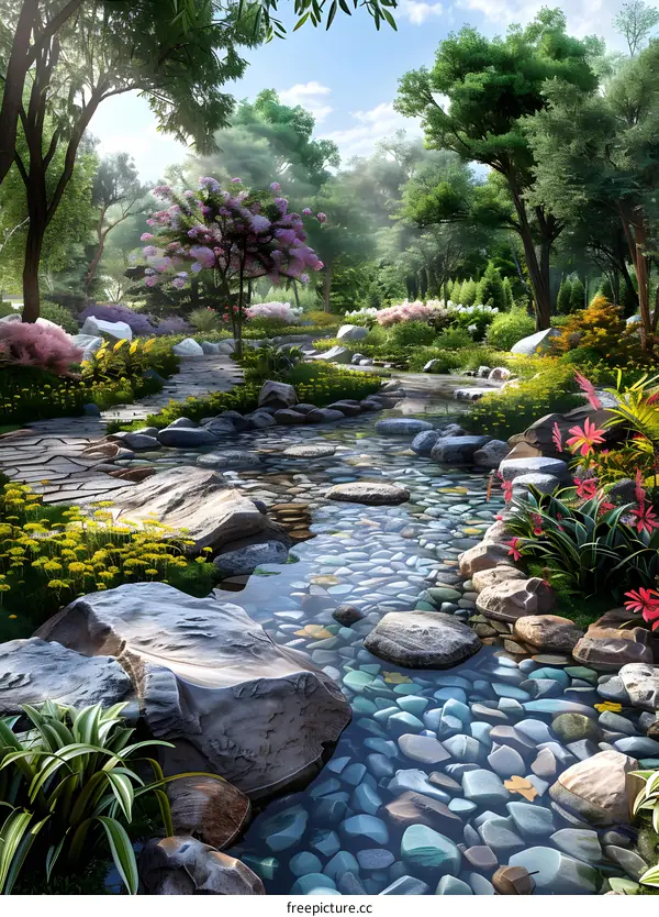 A babbling brook in a magical forest