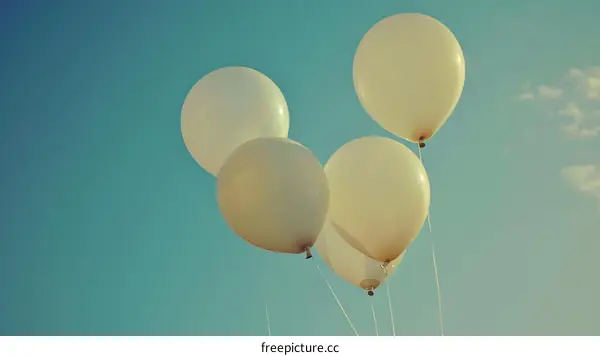 White Balloons Floating in the Sky
