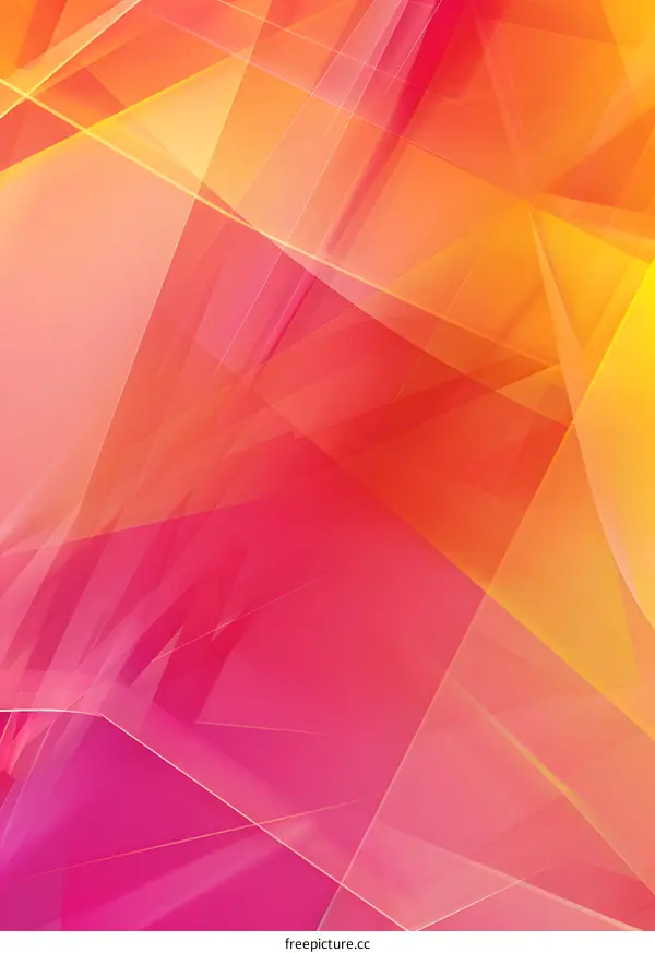 Abstract Background With Overlapping Geometric Shapes In Pink Yellow And Orange Color