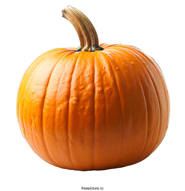 [Transparent Background PNG]A large orange pumpkin isolated on a white background