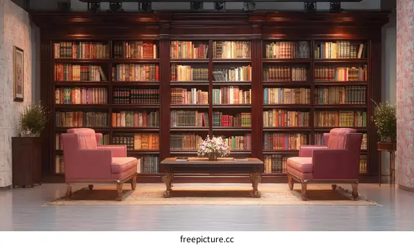 Classic Library Interior Design Illustration