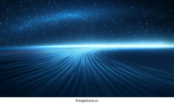 Abstract Blue Cosmic Landscape at Night