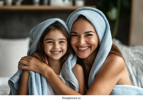 Mother and Daughter After Bath Towel Head Wrap