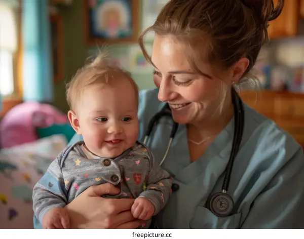 Pediatrician examining a baby