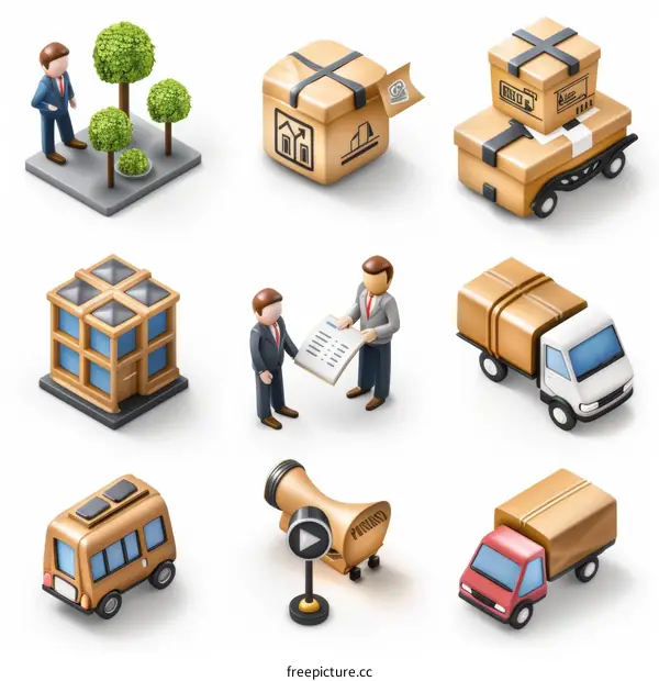 Isometric logistics delivery transportation