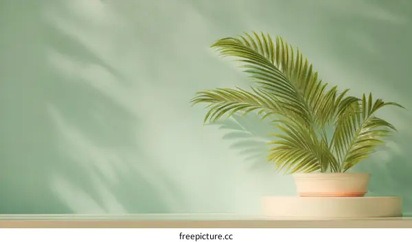 Pastel Green Room with Tropical Plant