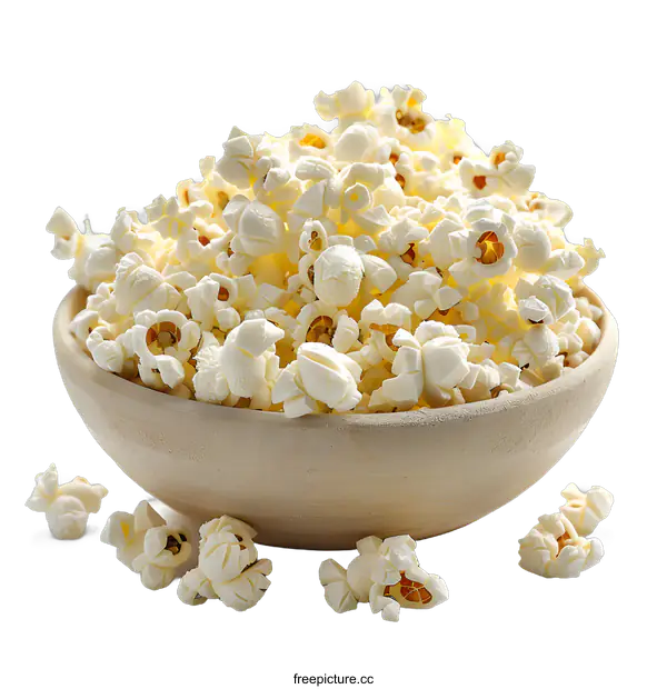 [Transparent Background PNG]A bowl of popcorn isolated on a white background