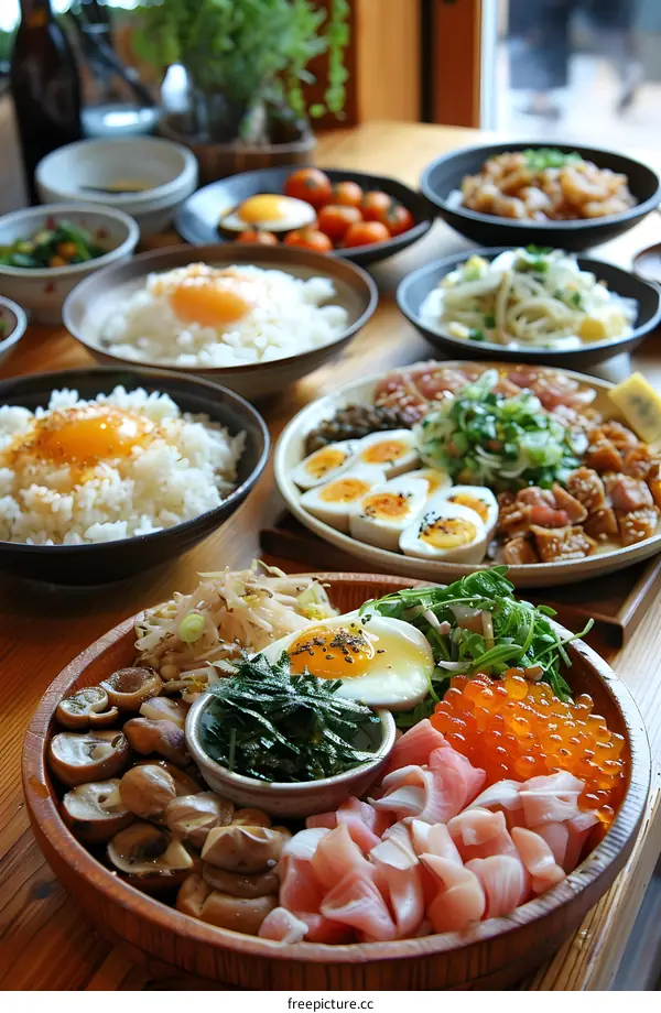 A table full of delicious Japanese food