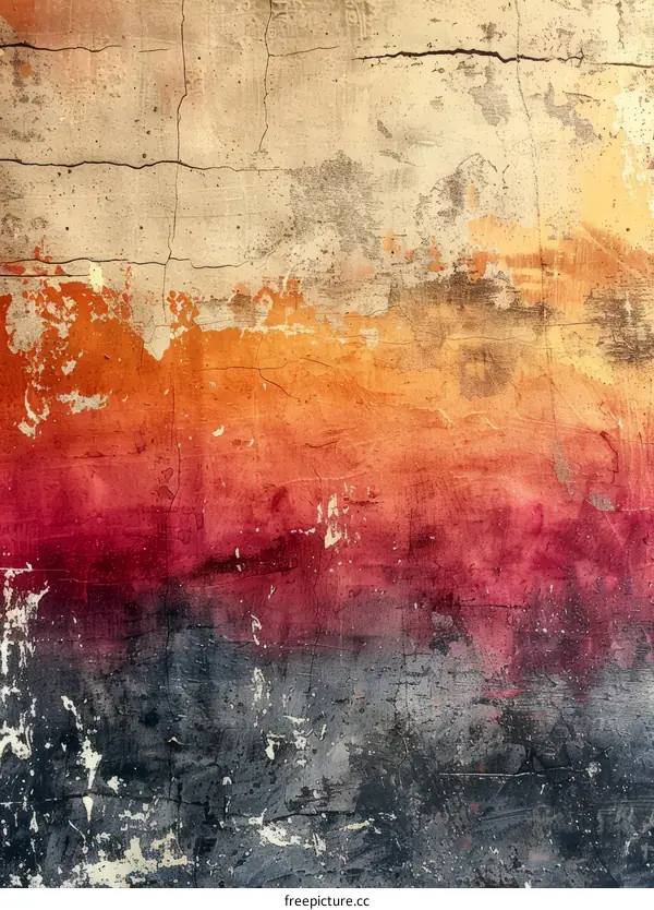 Crackled and Peeling Paint on Urban Concrete Wall