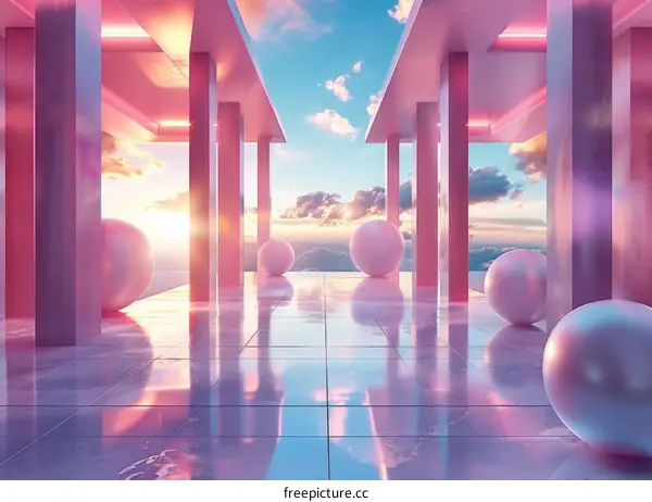 Pastel Surrealism with Dreamlike Spheres