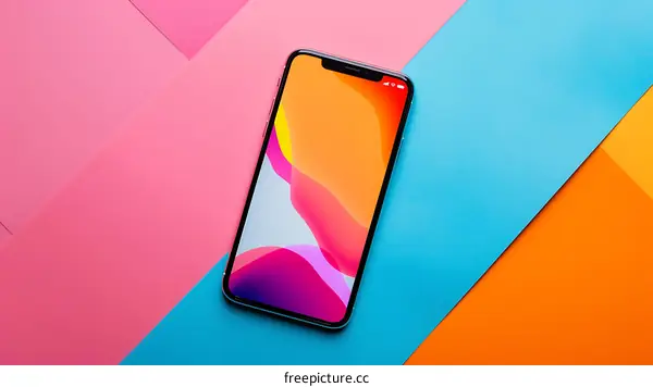 Mobile Phone on Colorful Background