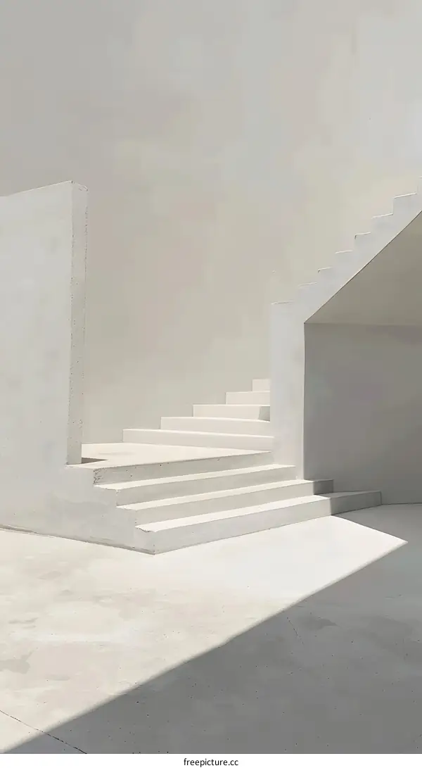 Minimalist White Concrete Stairs and Walls