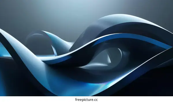 Blue and gray abstract 3D rendering of a curved shape