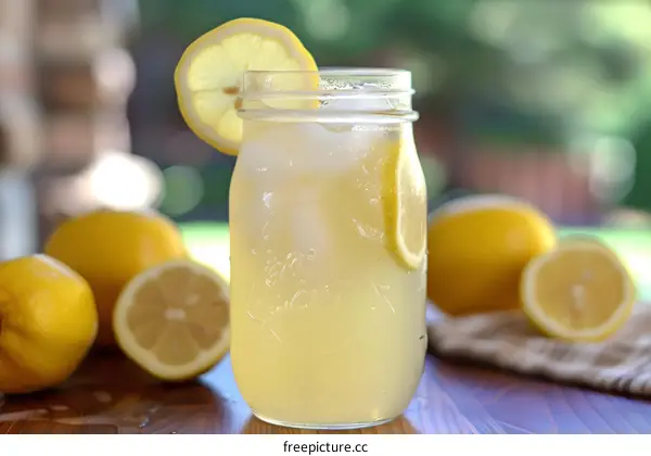 Glass of Lemonade with Lemon Wedges