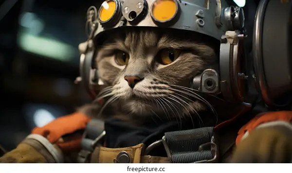 A cat wearing a space helmet