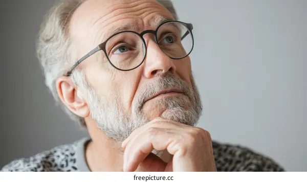Thoughtful Senior Man Contemplating
