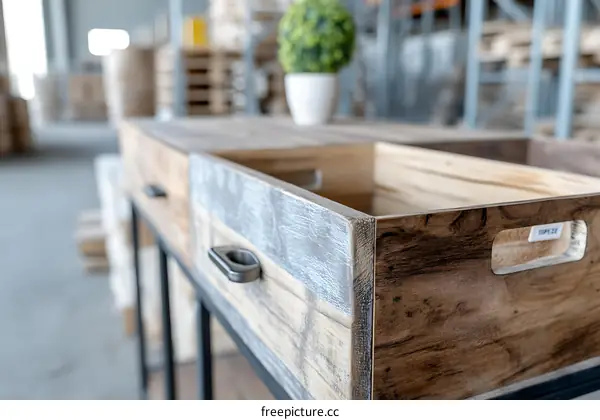 Wooden Storage Box with Metal Handles