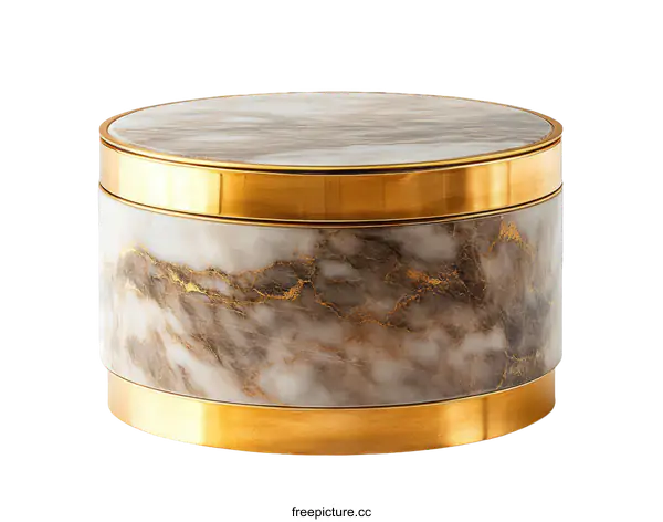 [Transparent Background PNG]Elegant Marble Decorative Storage Box with Gold Accents