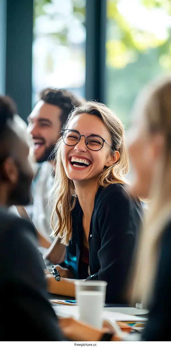 Happy Woman in Business Meeting with Colleagues