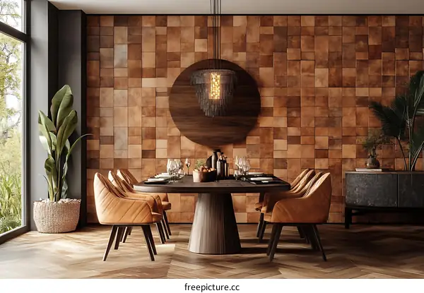 Modern Dining Room Interior Design with Warm Wood Tones