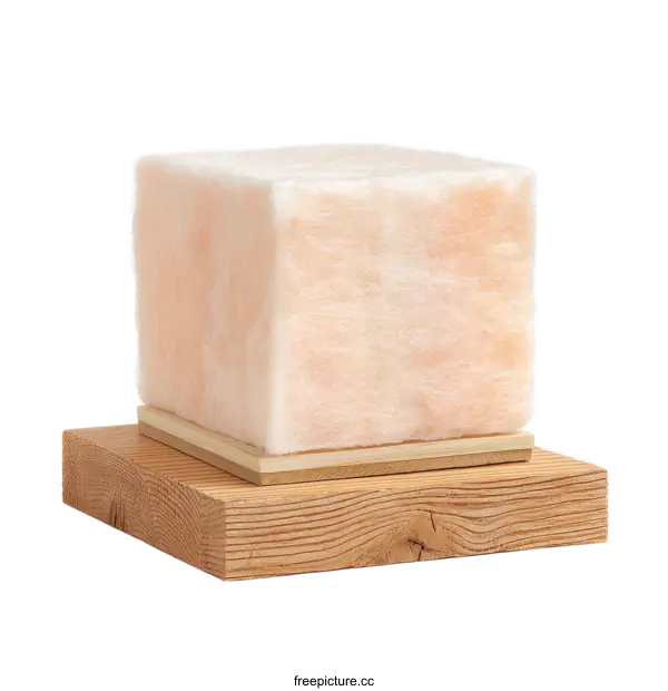 [Transparent Background PNG]Pink Cube on Wooden Base Abstract Design