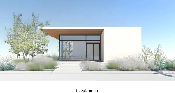 Modern House with Large Windows and a Wooden Roof