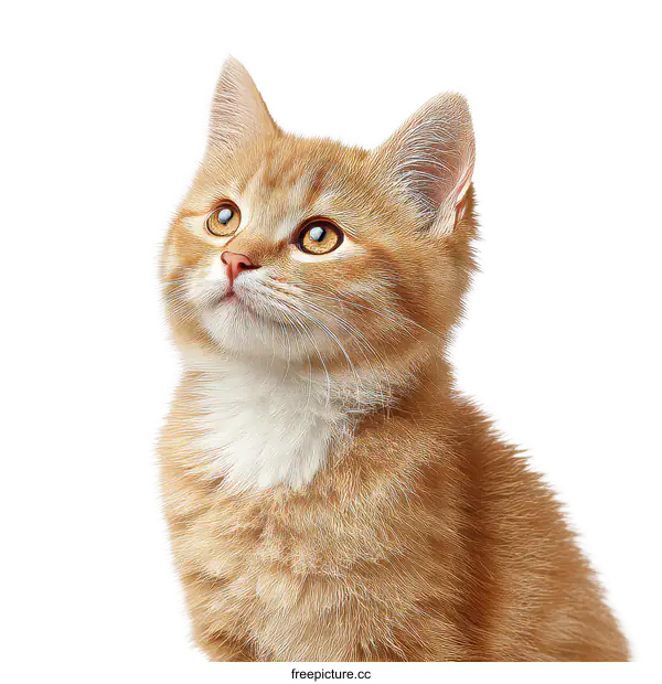 [Transparent Background PNG]Adorable Ginger Kitten Looking Up