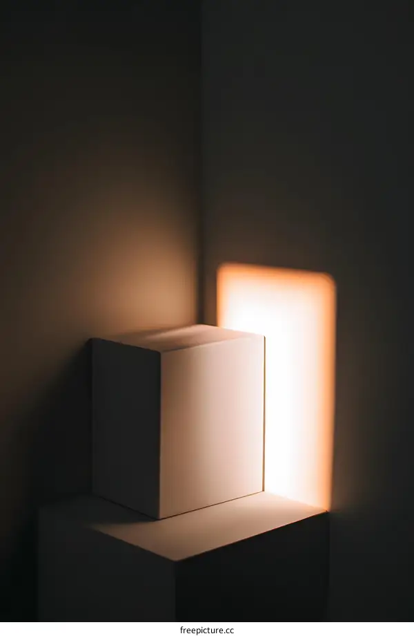 White Cube in Corner with Sunlight