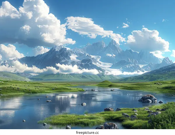 Majestic Mountain Landscape Reflecting on a Calm Lake