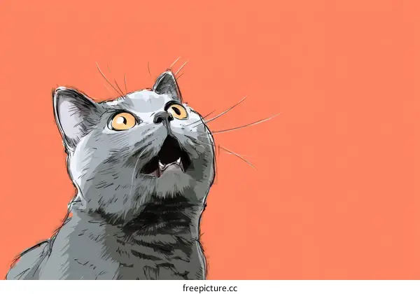 Surprised British Shorthair Cat Illustration