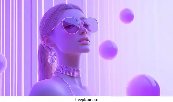 Stylish Woman in Neon Light Fashion Illustration