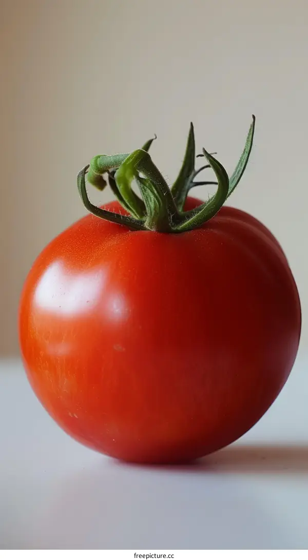 Ripe Red Tomato on White Table