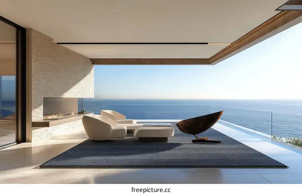Modern Coastal Luxury Living Room Exterior View