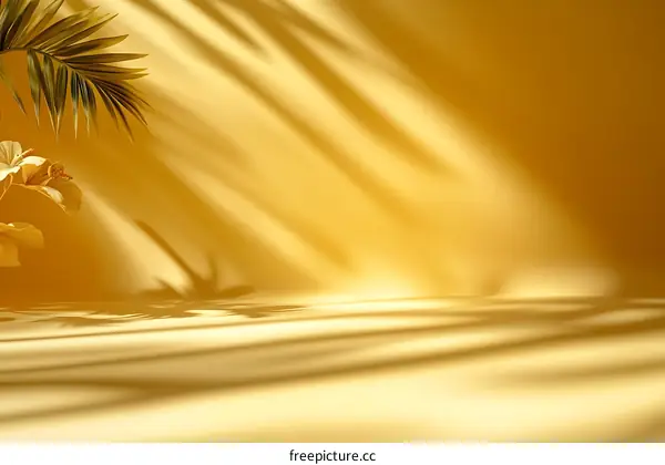 Golden Tropical Floral Backdrop