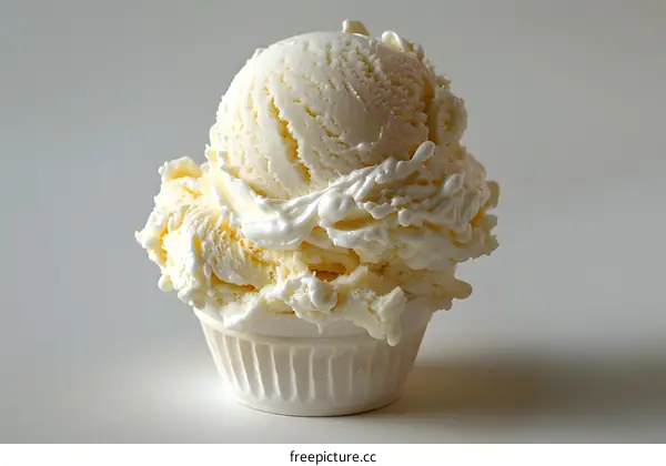 A close-up image of a vanilla ice cream cone