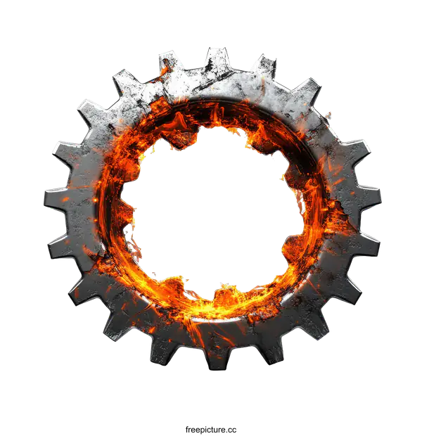 [Transparent Background PNG]Burning Metal Gear Illustration