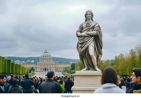 Stone Statue In Front Of The Invalides In Paris