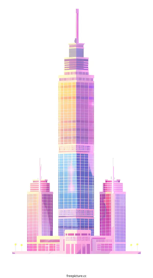 Modern Cityscape Skyline with Tall Buildings Illustration