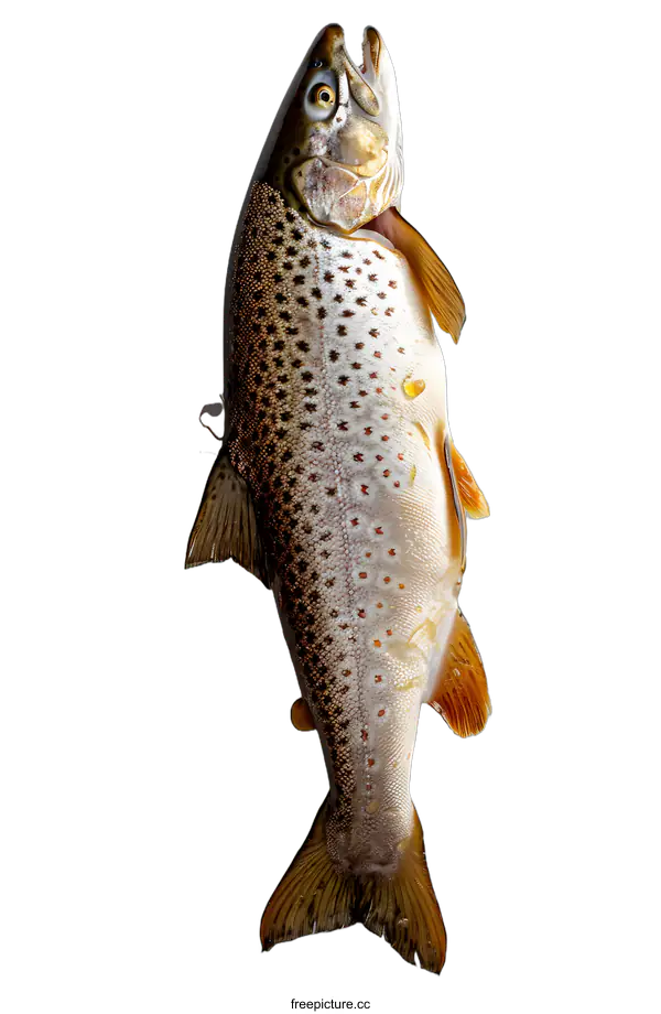 [Transparent Background PNG]Fresh Brown Trout on White Background
