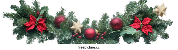 [Transparent Background PNG]Christmas Garland Decoration with Fir Branches