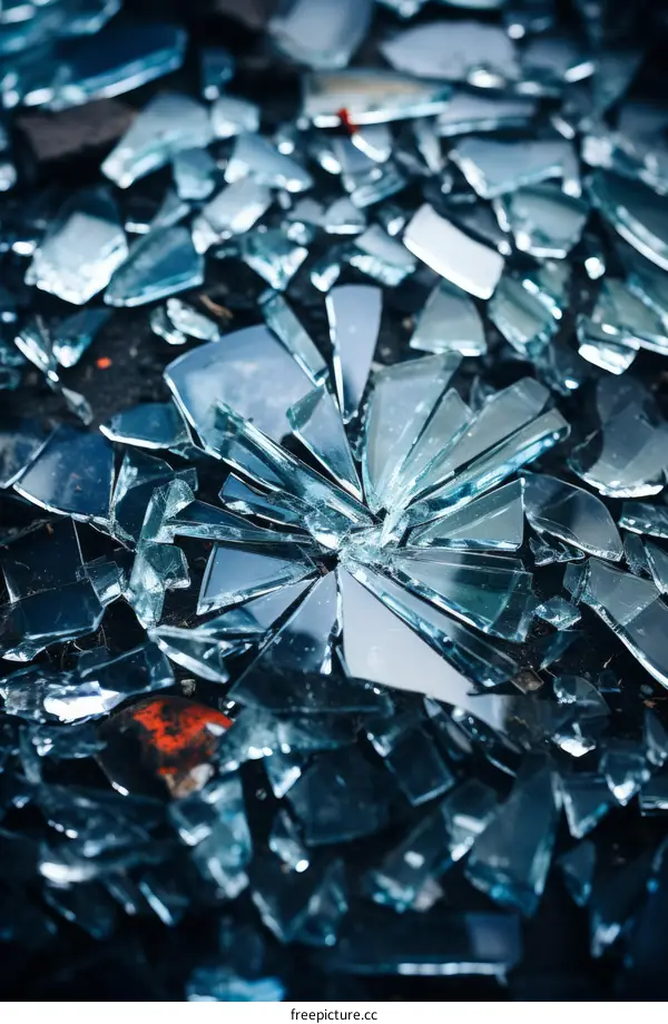 Shattered glass on the ground