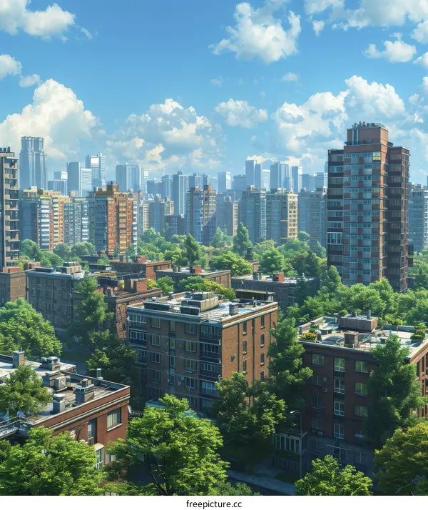 Cityscape with Lush Green Spaces